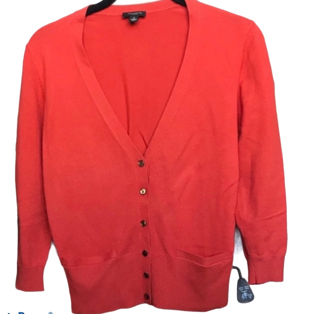 Ann Taylor Orange Cotton V-neck sweater Size S